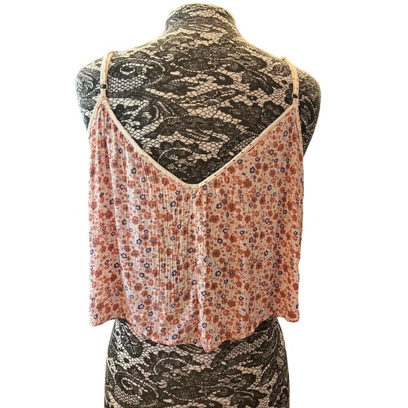 NWOT Fisherman's Daughter Floral Crop Top Tank‎ Strappy Orange Blue Boho Flowy M - Picture 2 of 13